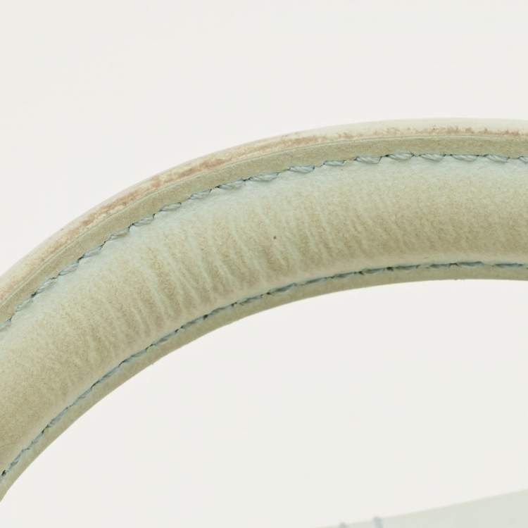 Pre Owned Jacquemus Le Bambino Mini Light Blue Nubuck Leather Top Handle Bag