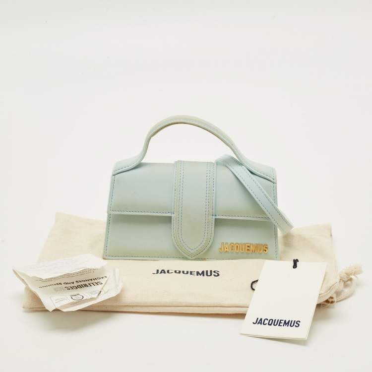 Pre Owned Jacquemus Le Bambino Mini Light Blue Nubuck Leather Top Handle Bag