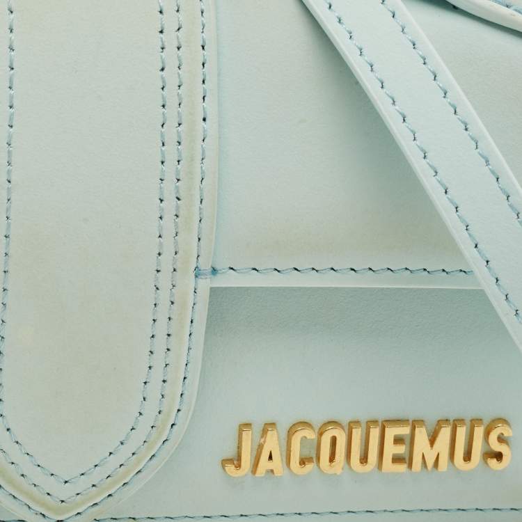 Pre Owned Jacquemus Le Bambino Mini Light Blue Nubuck Leather Top Handle Bag