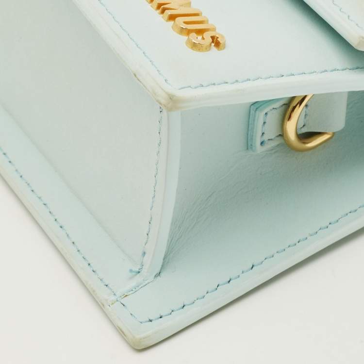 Pre Owned Jacquemus Le Bambino Mini Light Blue Nubuck Leather Top Handle Bag
