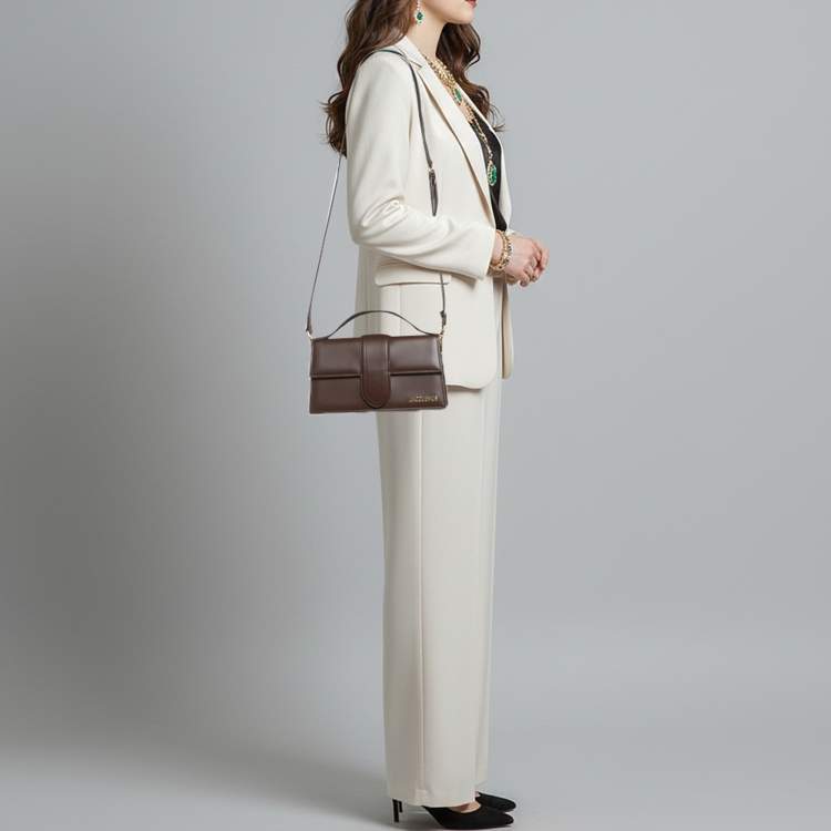 Pre Owned Jacquemus Le Grand Bambino Brown Leather Top Handle Bag