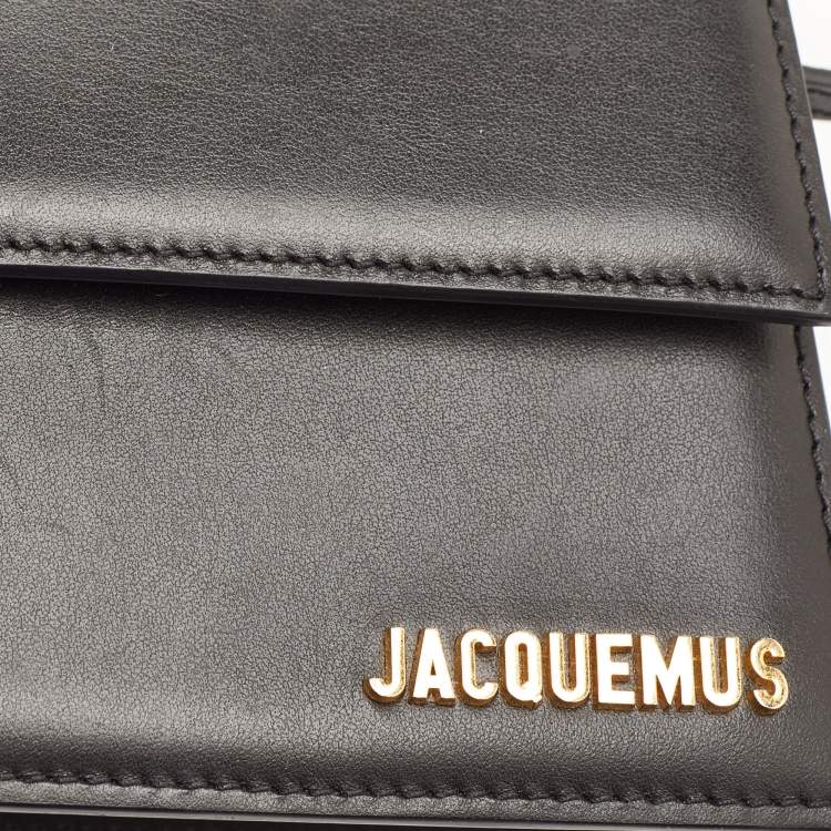 Pre Owned Jacquemus Le Bambino Long Black Leather Flap Shoulder Bag