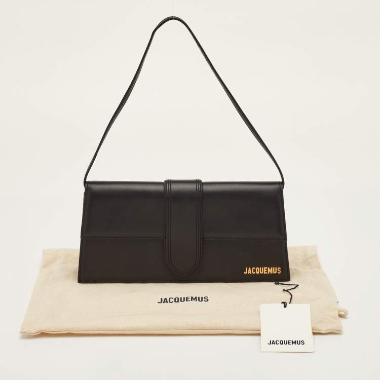 Pre Owned Jacquemus Le Bambino Long Black Leather Flap Shoulder Bag