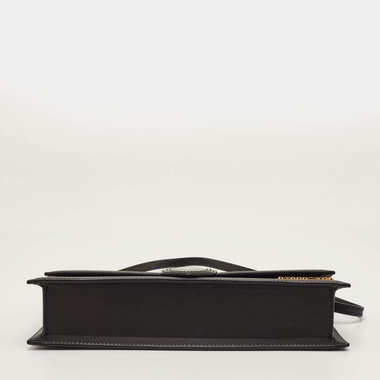 Pre Owned Jacquemus Le Bambino Long Black Leather Flap Shoulder Bag