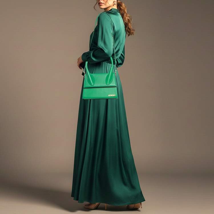 Pre Owned Jacquemus Grand Le Chiquito Green Leather Top Handle Bag