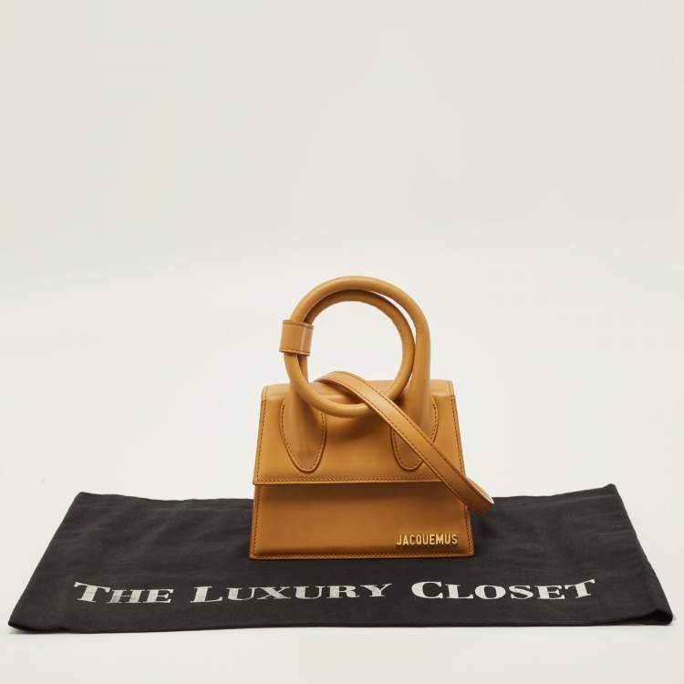 Pre Owned Jacquemus Le Chiquito Noeud Tan Leather Top Handle Bag