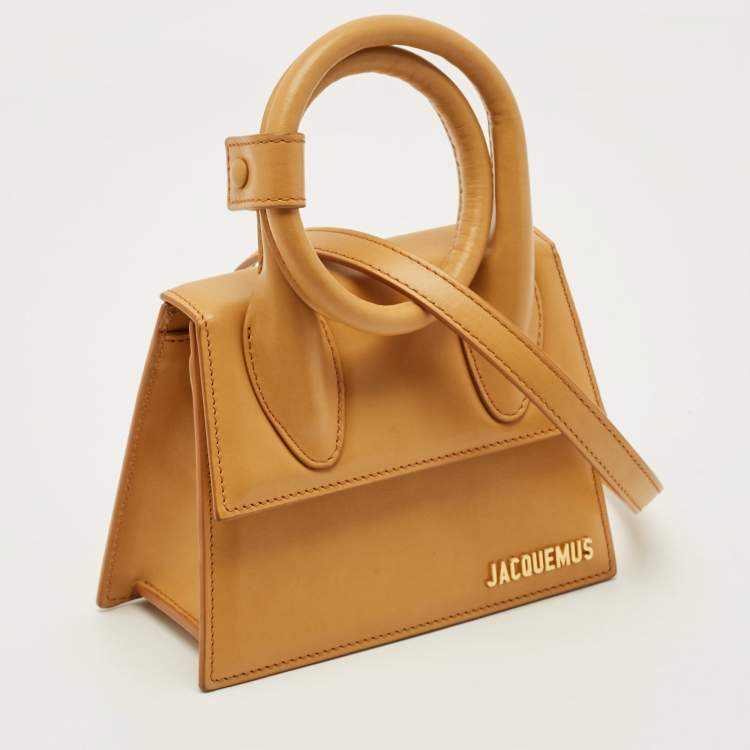 Pre Owned Jacquemus Le Chiquito Noeud Tan Leather Top Handle Bag
