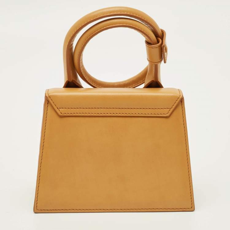 Pre Owned Jacquemus Le Chiquito Noeud Tan Leather Top Handle Bag