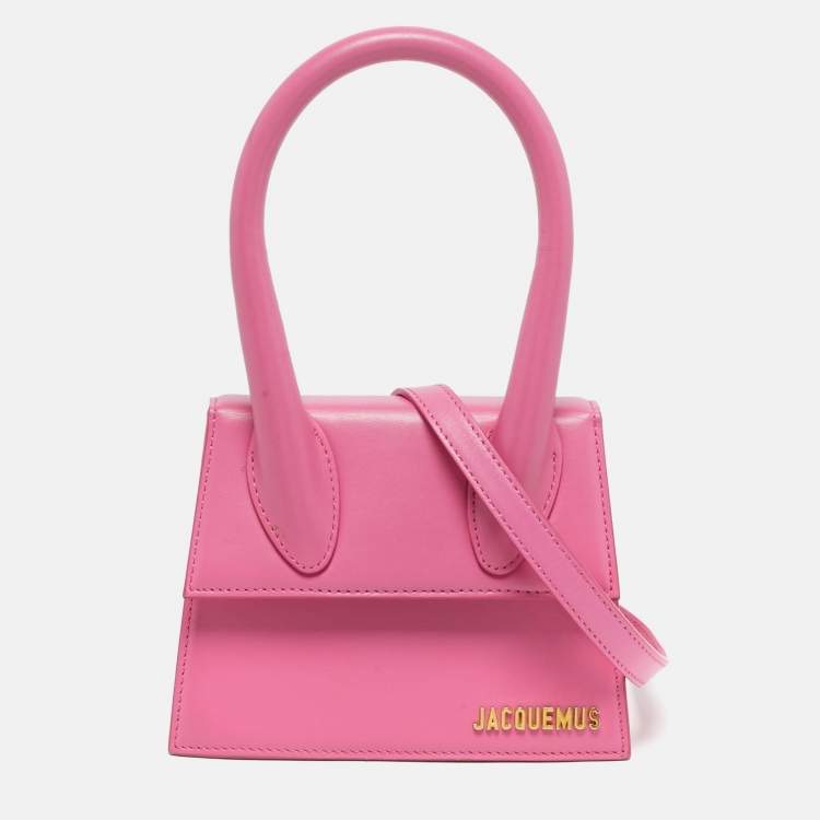 Pre Owned Jacquemus Le Chiquito Moyen Pink Leather Top Handle Bag