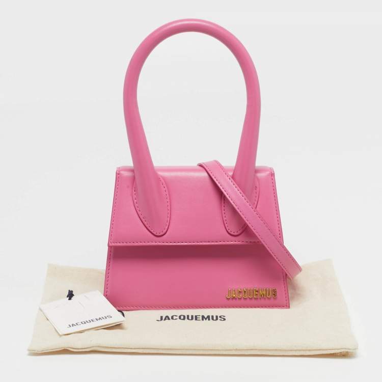 Pre Owned Jacquemus Le Chiquito Moyen Pink Leather Top Handle Bag