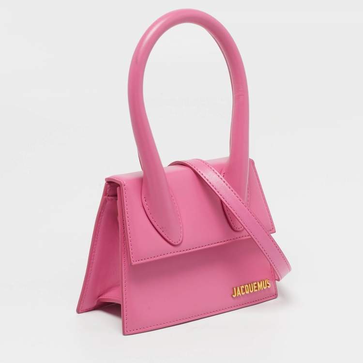 Pre Owned Jacquemus Le Chiquito Moyen Pink Leather Top Handle Bag