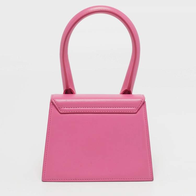 Pre Owned Jacquemus Le Chiquito Moyen Pink Leather Top Handle Bag