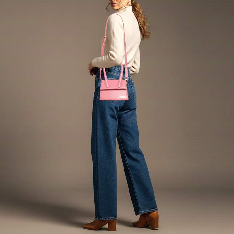Pre Owned Jacquemus Le Chiquito Moyen Pink Leather Top Handle Bag