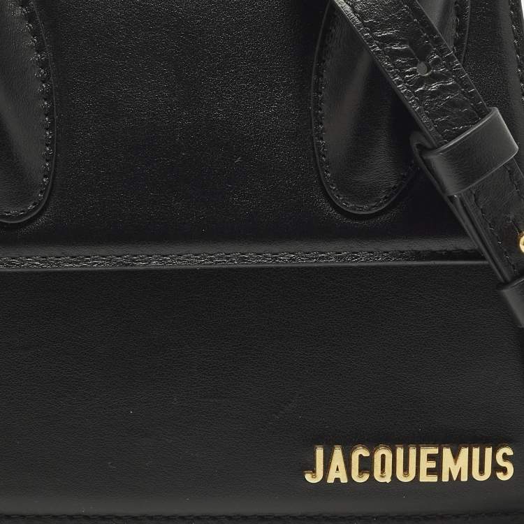 Pre Owned Jacquemus Le Chiquito Moyen Black Leather Top Handle Bag