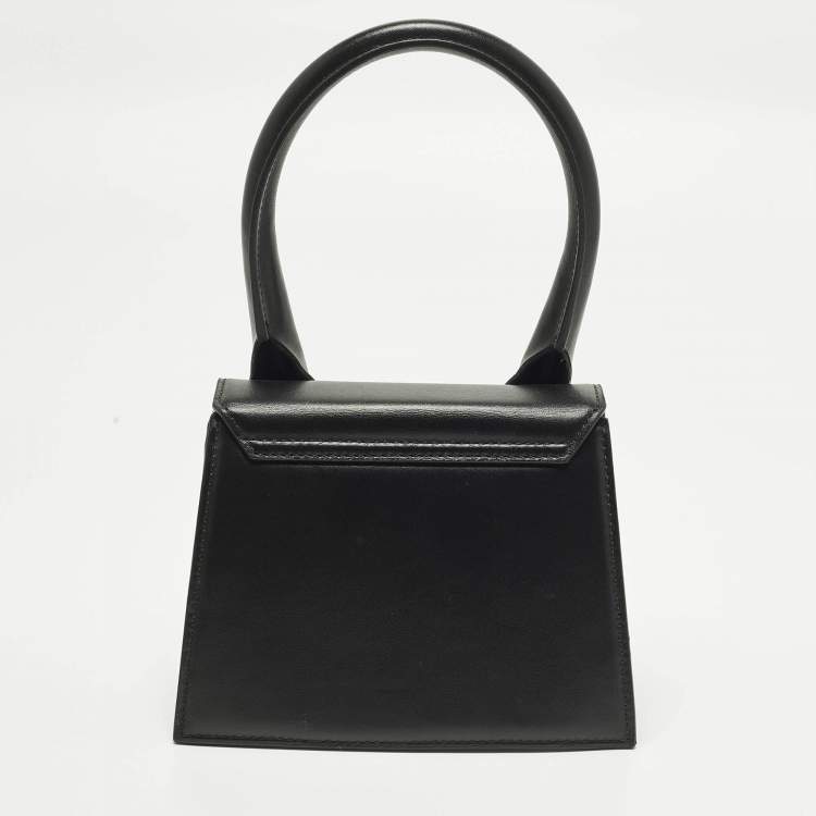 Pre Owned Jacquemus Le Chiquito Moyen Black Leather Top Handle Bag