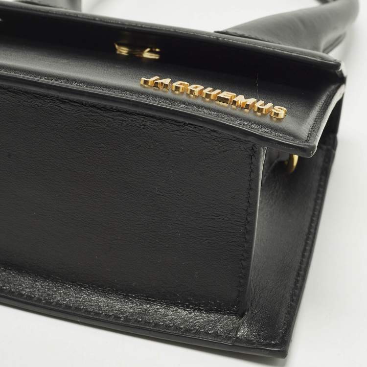 Pre Owned Jacquemus Le Chiquito Moyen Black Leather Top Handle Bag