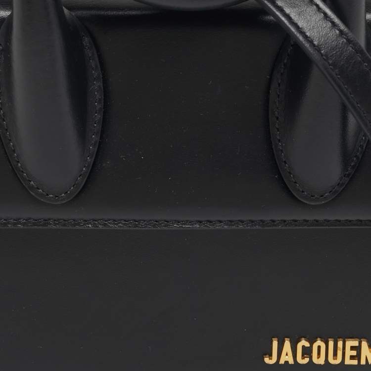 Pre Owned Jacquemus Le Chiquito Noeud Black Leather Top Handle Bag