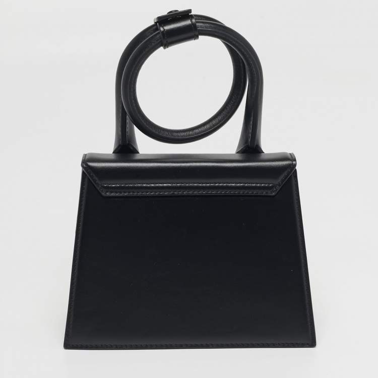Pre Owned Jacquemus Le Chiquito Noeud Black Leather Top Handle Bag