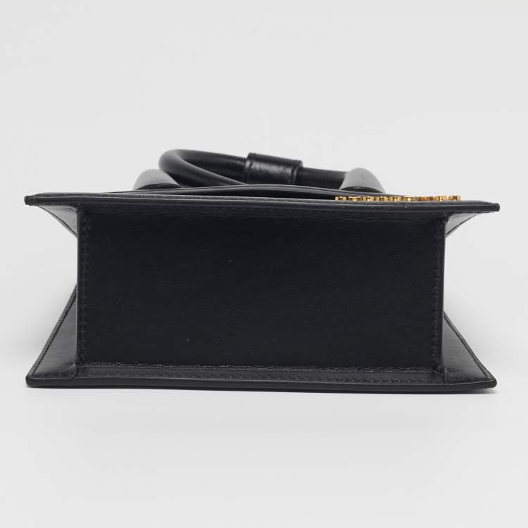 Pre Owned Jacquemus Le Chiquito Noeud Black Leather Top Handle Bag