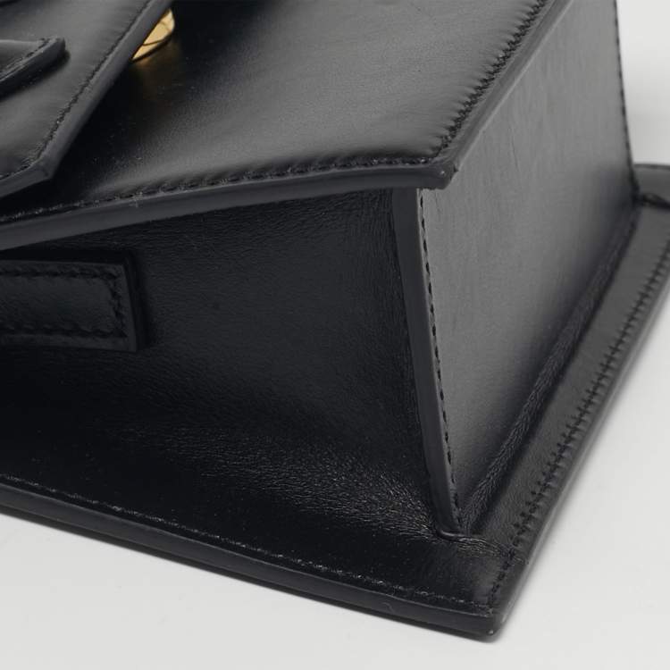 Pre Owned Jacquemus Le Chiquito Noeud Black Leather Top Handle Bag