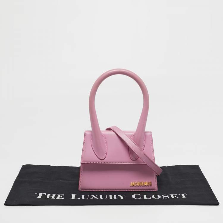 Pre Owned Jacquemus Le Chiquito Moyen Pink Leather Top Handle Bag