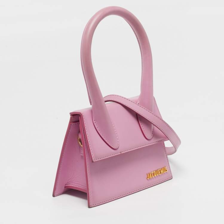 Pre Owned Jacquemus Le Chiquito Moyen Pink Leather Top Handle Bag