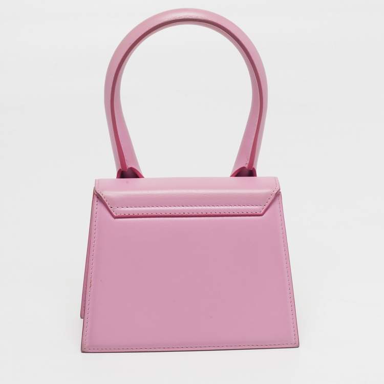 Pre Owned Jacquemus Le Chiquito Moyen Pink Leather Top Handle Bag