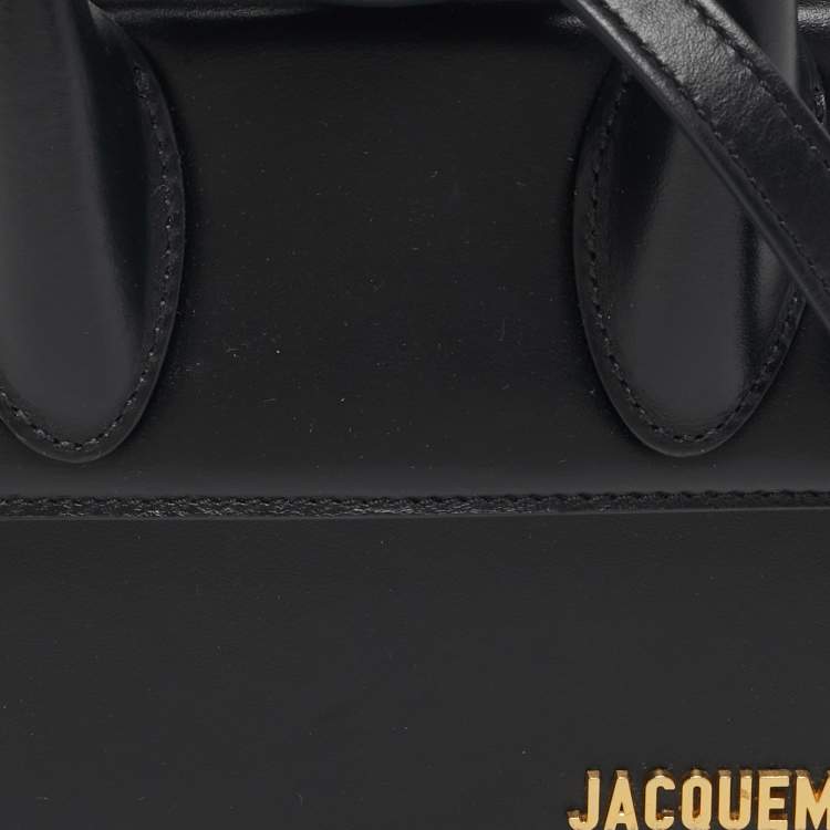 Pre Owned Jacquemus Le Chiquito Noeud Black Leather Top Handle Bag
