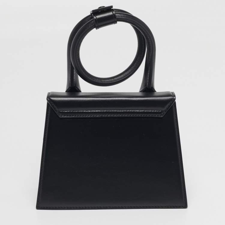 Pre Owned Jacquemus Le Chiquito Noeud Black Leather Top Handle Bag