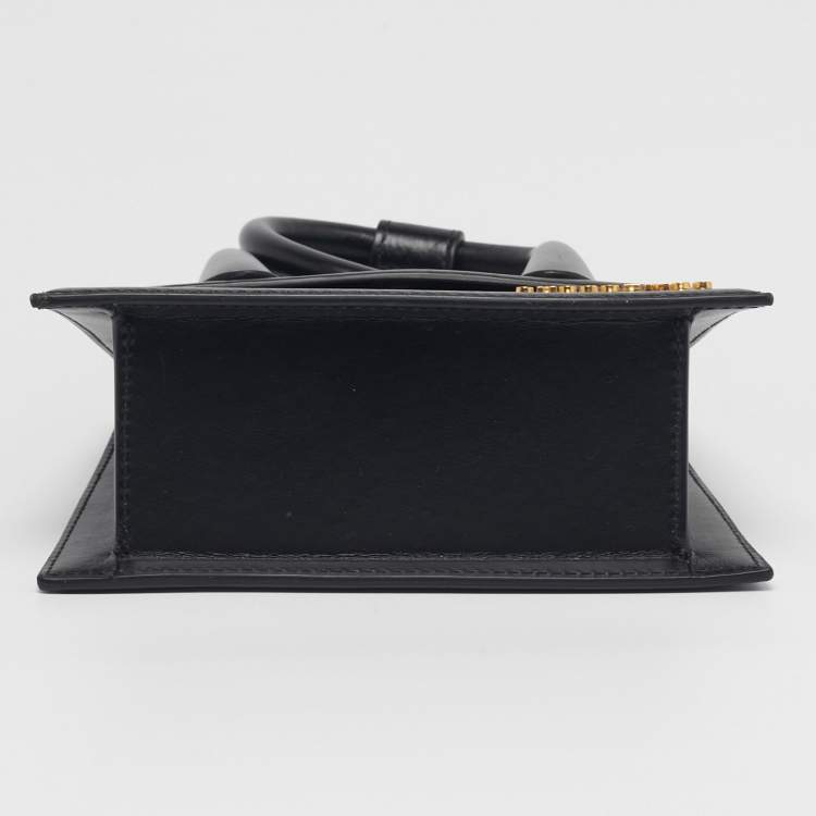 Pre Owned Jacquemus Le Chiquito Noeud Black Leather Top Handle Bag