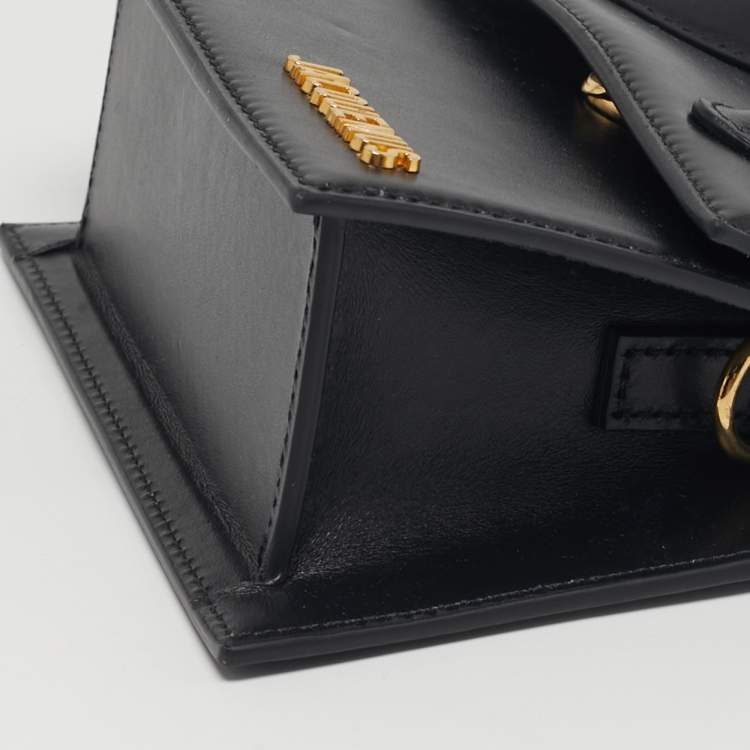 Pre Owned Jacquemus Le Chiquito Noeud Black Leather Top Handle Bag