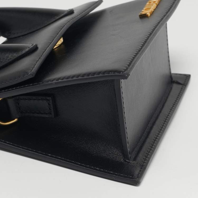 Pre Owned Jacquemus Le Chiquito Noeud Black Leather Top Handle Bag