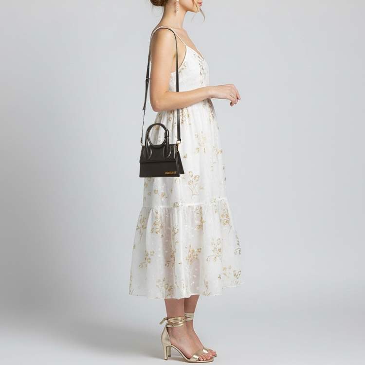 Pre Owned Jacquemus Le Chiquito Noeud Black Leather Top Handle Bag