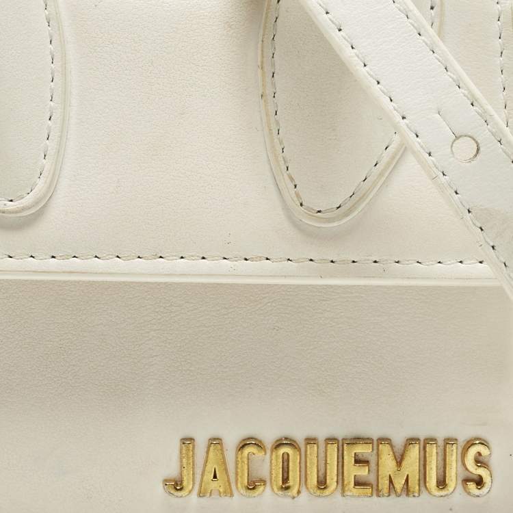 Pre Owned Jacquemus Le Chiquito Mini White Leather Top Handle Bag