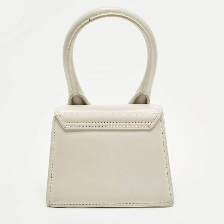 Pre Owned Jacquemus Le Chiquito Mini White Leather Top Handle Bag