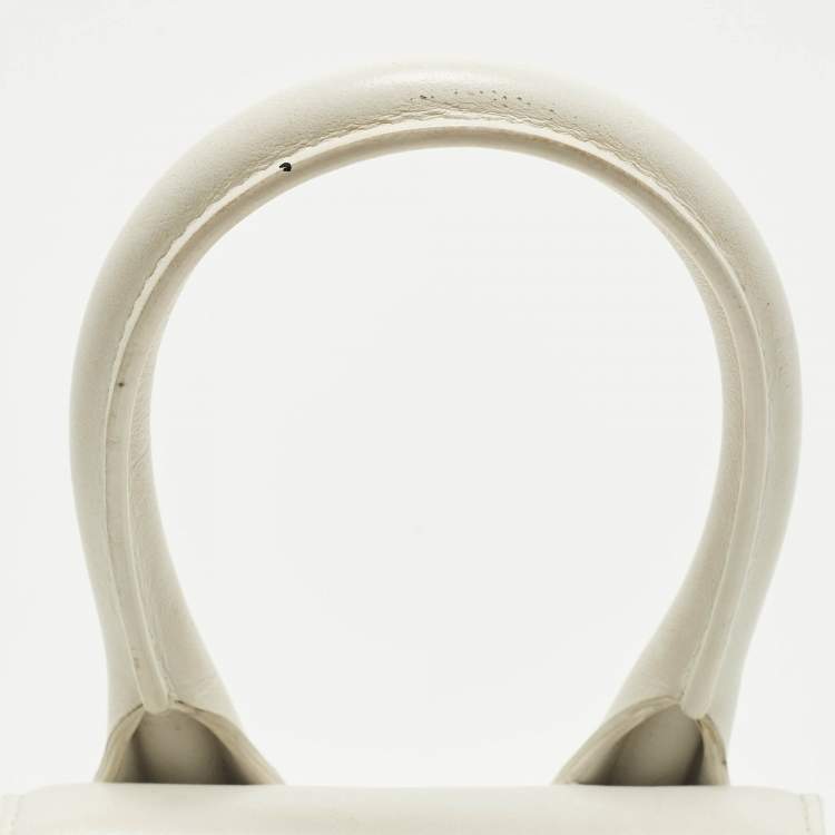 Pre Owned Jacquemus Le Chiquito Mini White Leather Top Handle Bag