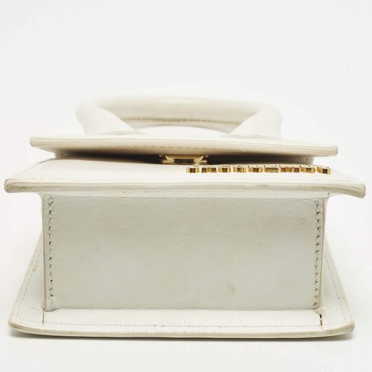 Pre Owned Jacquemus Le Chiquito Mini White Leather Top Handle Bag