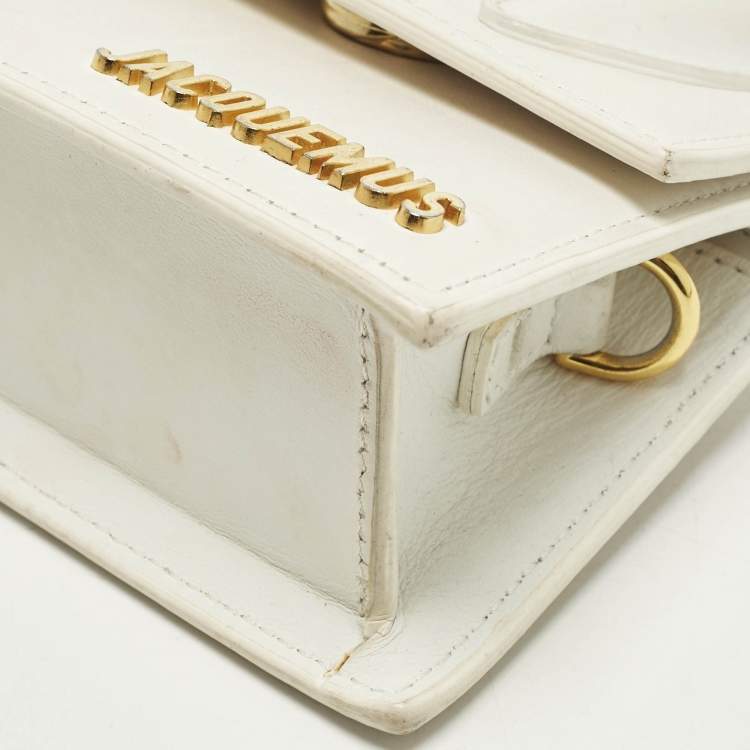 Pre Owned Jacquemus Le Chiquito Mini White Leather Top Handle Bag