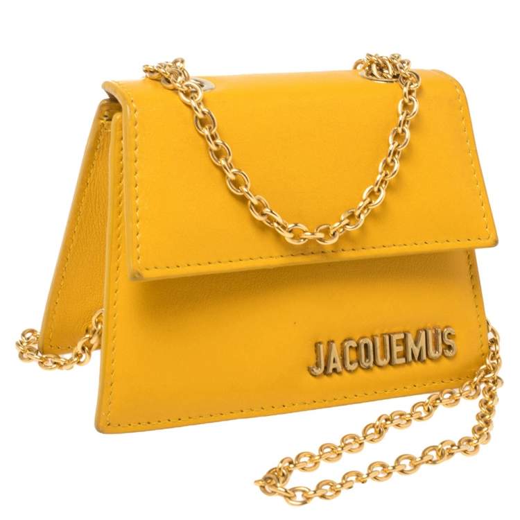مملوكة مسبقًا Jacquemus Yellow Leather Le Piccolo Shoulder Bag