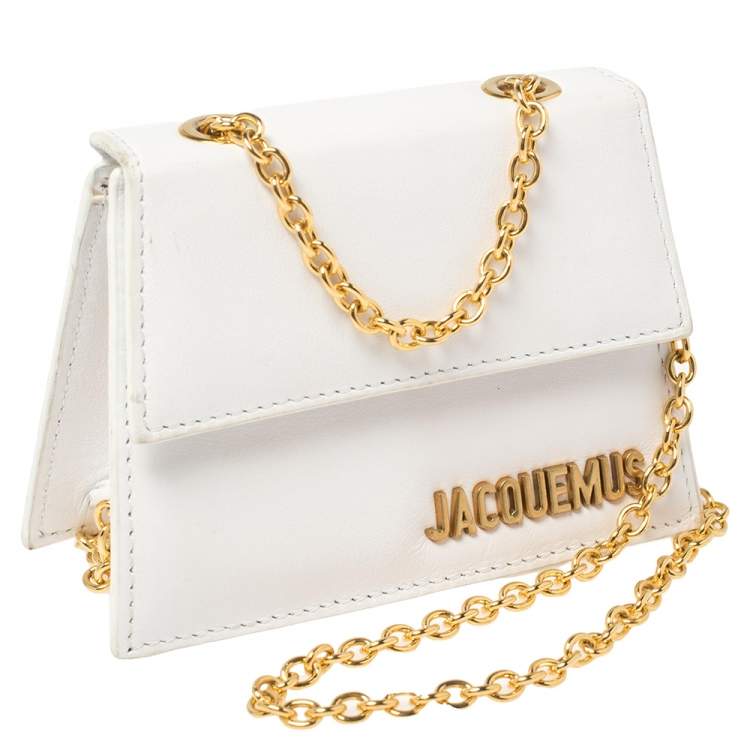 Pre Owned Jacquemus White Leather Le Piccolo Shoulder Bag