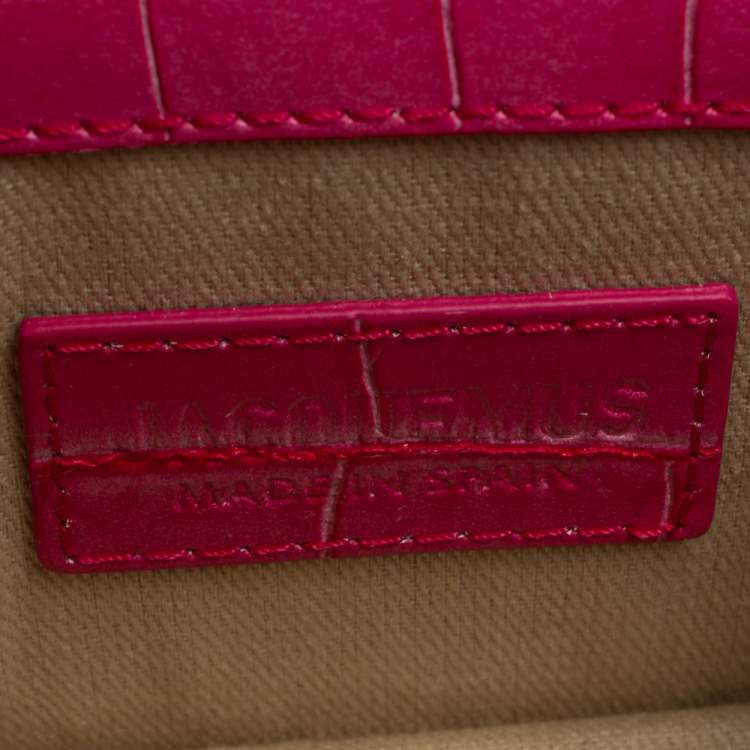 Pre Owned Jacquemus Pink Croc Embossed Leather Le Chiquito Mini Bag