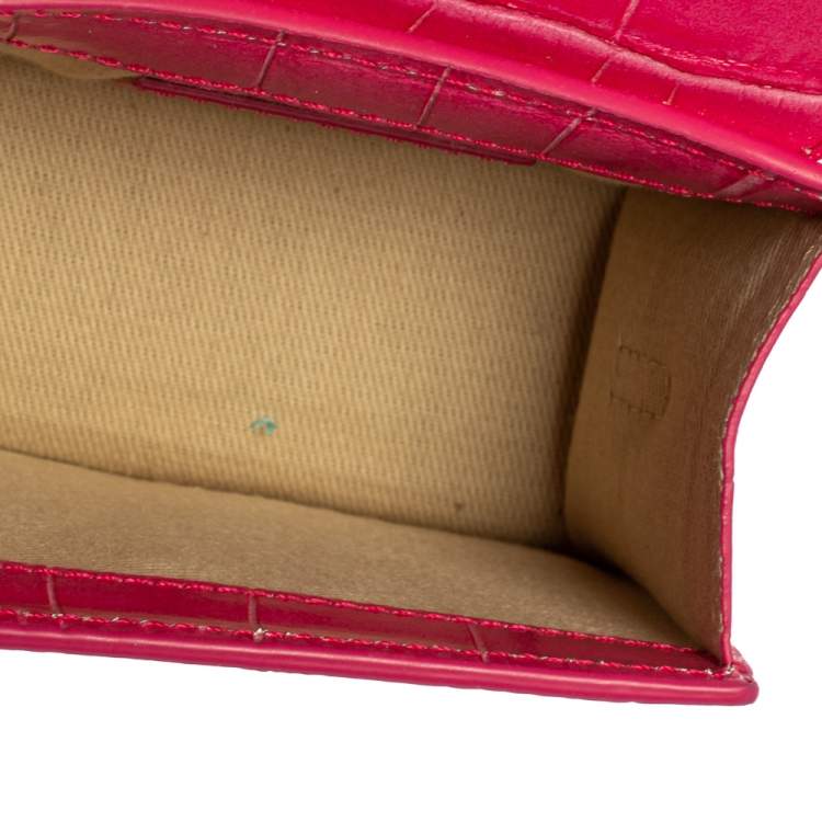 Pre Owned Jacquemus Pink Croc Embossed Leather Le Chiquito Mini Bag