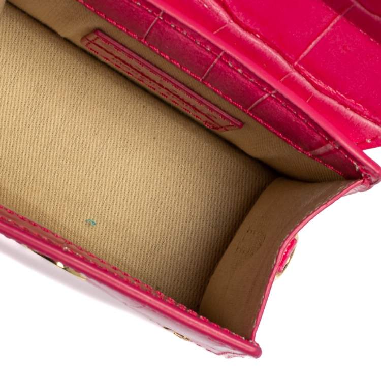 Pre Owned Jacquemus Pink Croc Embossed Leather Le Chiquito Mini Bag