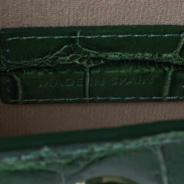 Pre Owned Jacquemus Green Croc Embossed Leather Le Chiquito Mini Bag
