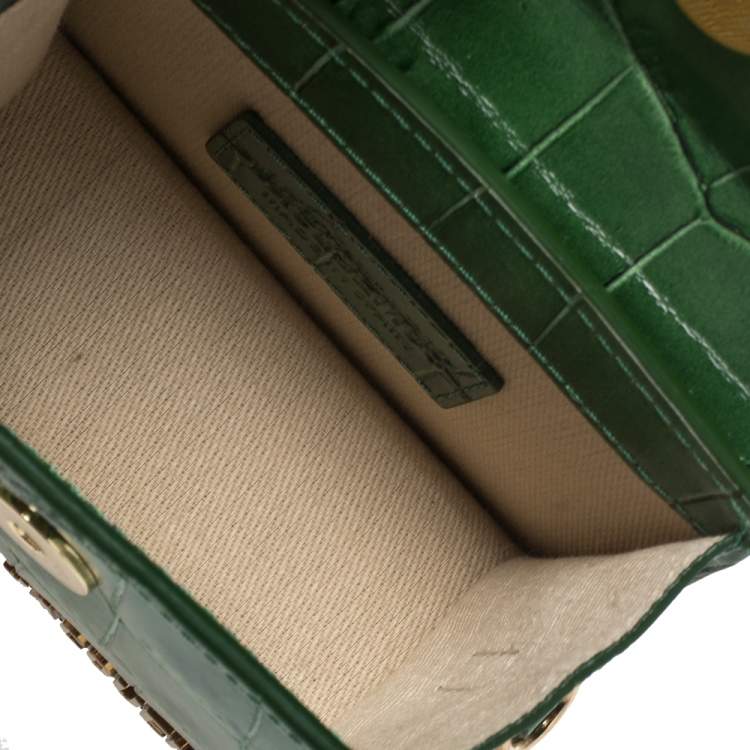 Pre Owned Jacquemus Green Croc Embossed Leather Le Chiquito Mini Bag