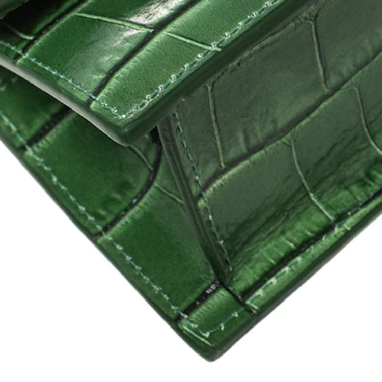 Pre Owned Jacquemus Green Croc Embossed Leather Le Chiquito Mini Bag