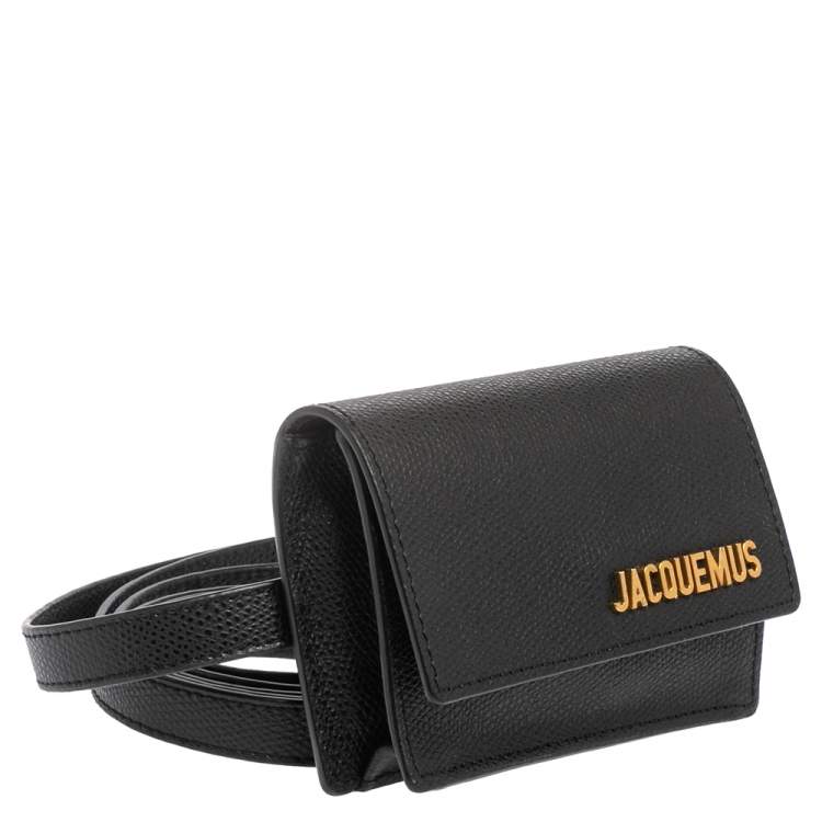 Pre Owned Jacquemus Black Leather La Riviera Double Tour Belt Bag