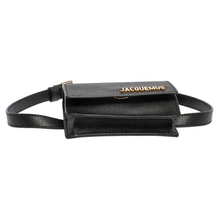 Pre Owned Jacquemus Black Leather La Riviera Double Tour Belt Bag