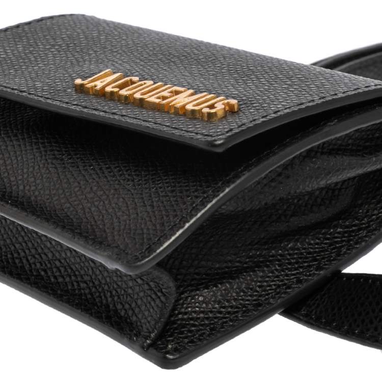 Pre Owned Jacquemus Black Leather La Riviera Double Tour Belt Bag