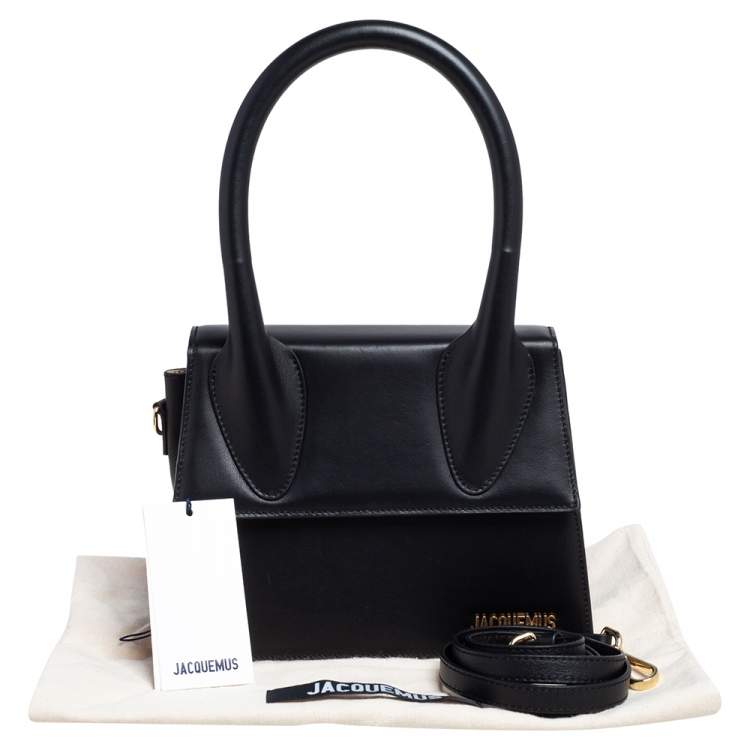 Pre Owned Jacquemus Black Leather Grand Le Chiquito Top Handle Bag